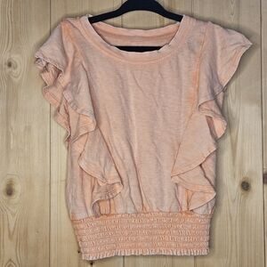 Justice Size 5/6 Peach Short Sleeve Ruffle Top